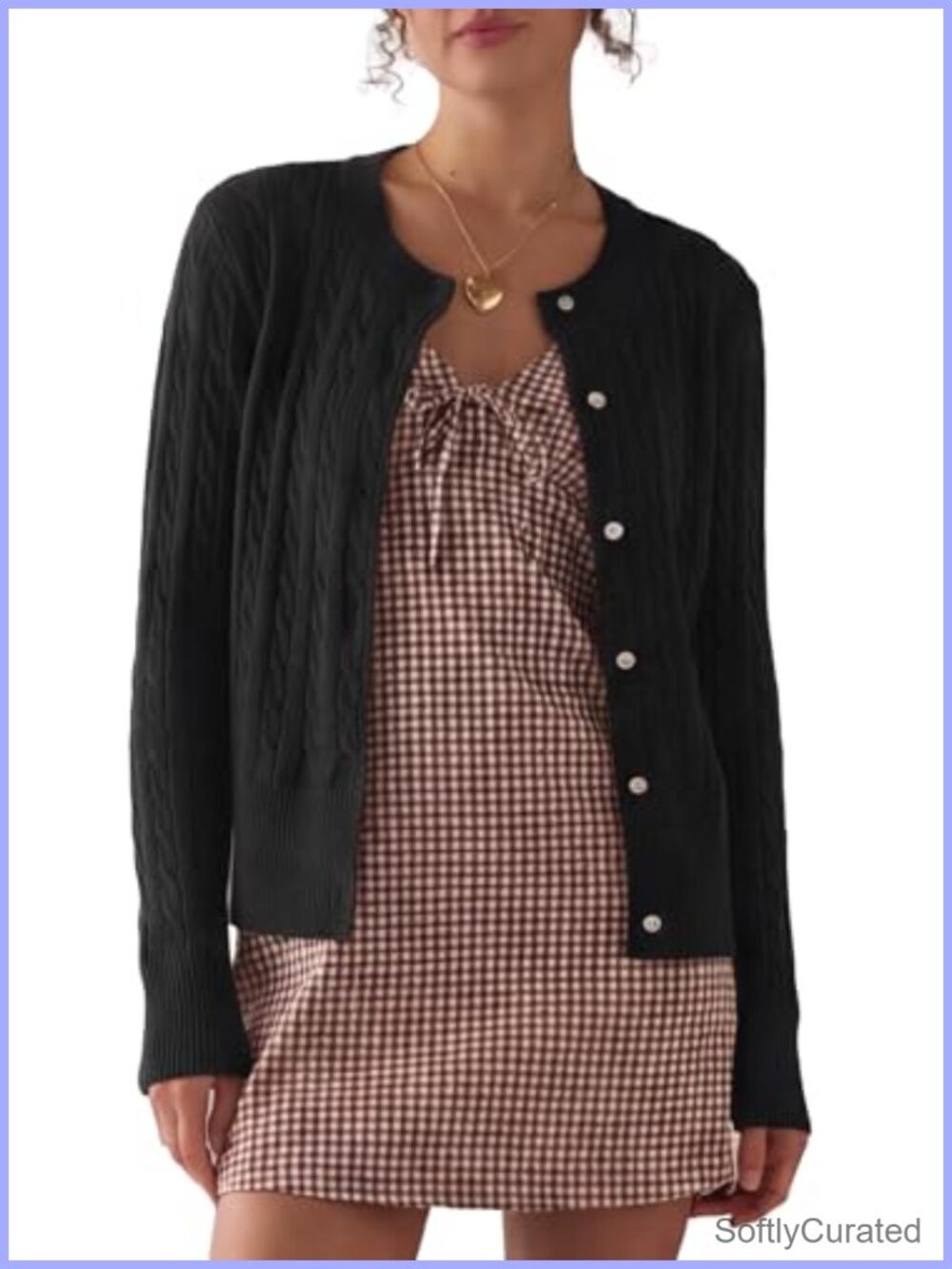 Cable Knit Cardigan Sweater for Women Lightweight Button Front Long Sleeve